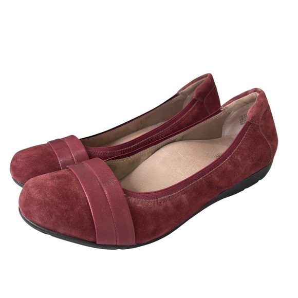 Abeo Bio System Tessa Comfort Shoe Size 10 Burgundy Suede Ballet Flats Loafer - Picture 2 of 11
